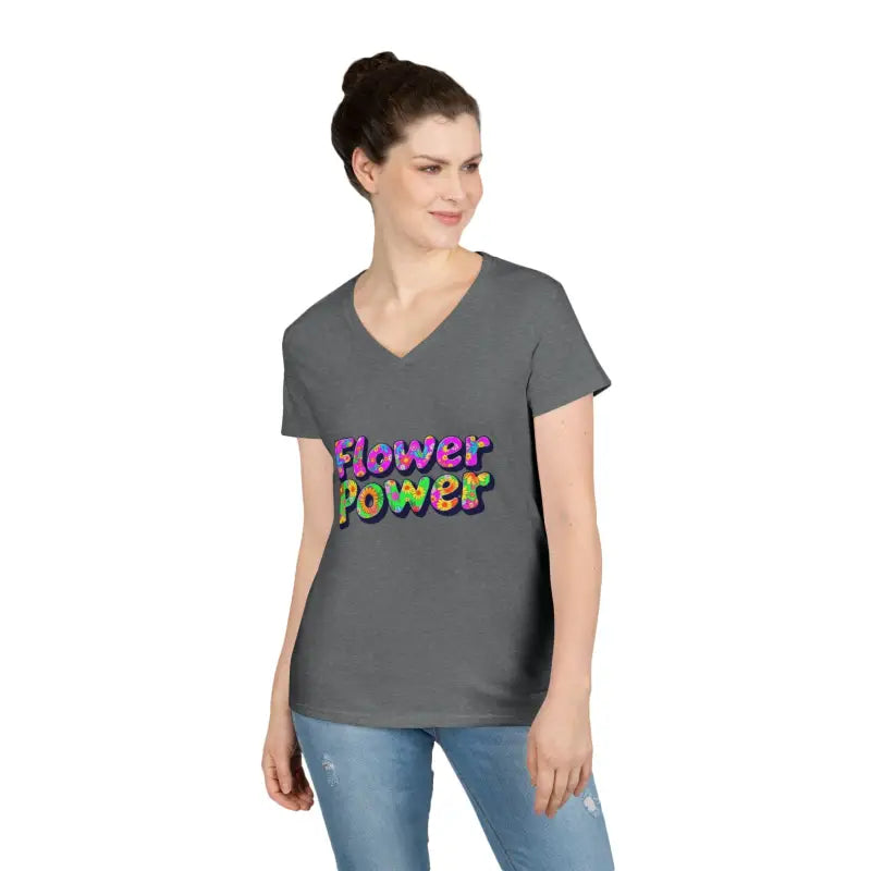 Ocean State Styles T Shirt Flower Power Women V Neck