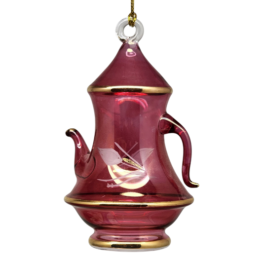 Gold Rimmed Teapot Solid - Red Small