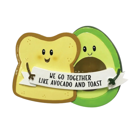 Avocado & Toast Couple Personalized Christmas Ornament