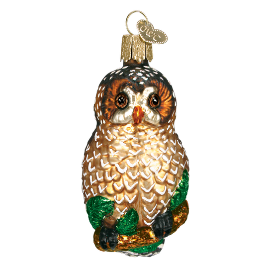 Spotted  Owl Glass Ornament