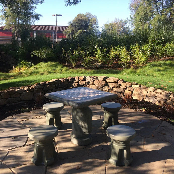Stone Age Knight Style Concrete Outdoor Chess Table