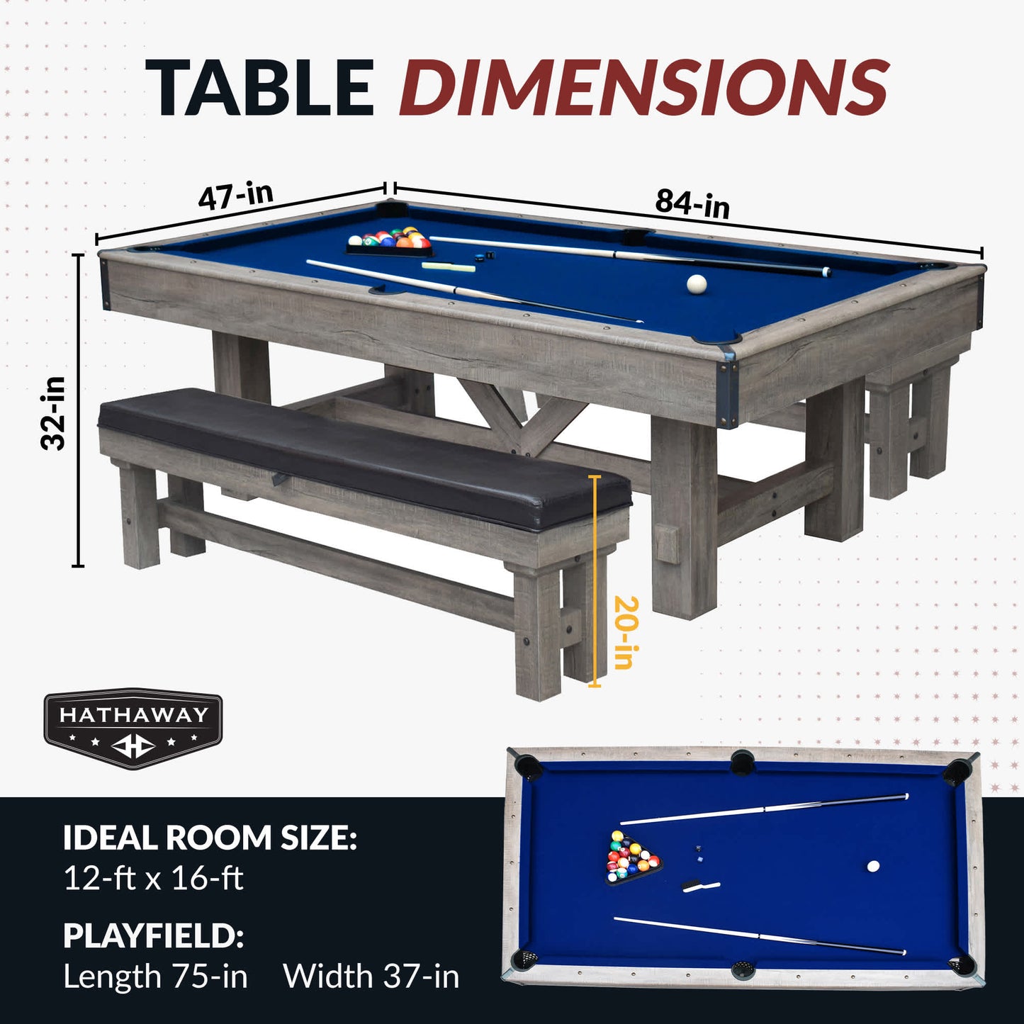 Hathaway Logan 7-ft Pool Table Combo Set with Benches