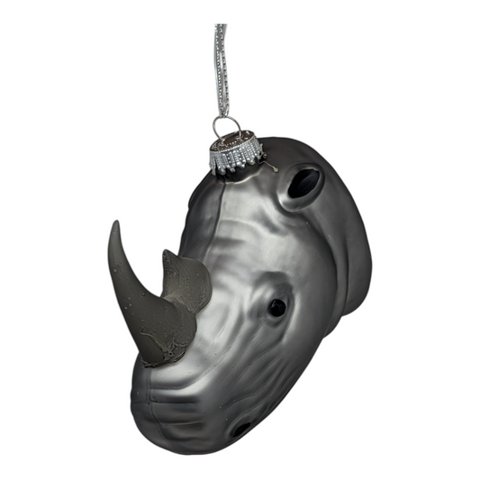 Glass Rhino Head Figurine Ornament